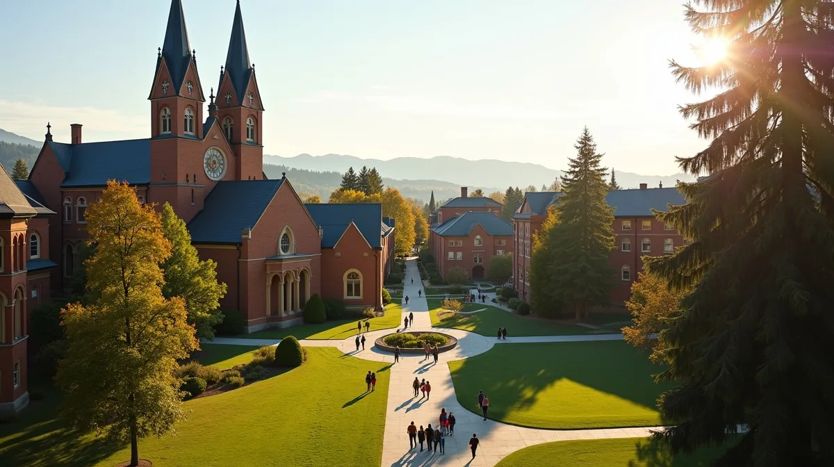 St. Aloysius Church twin spires rising above the Gonzaga University campus in Spokane